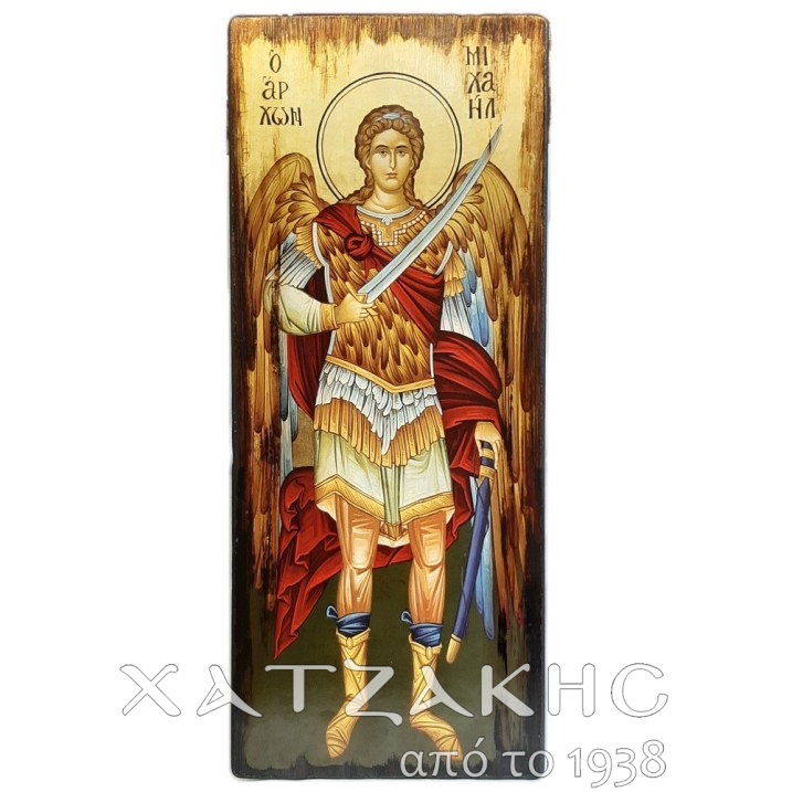 ΕΙΚΟΝΑ ΧΕΙΡΟΠΟΙΗΤΗ ΜΙΧΑΗΛ ΑΡΧΑΓΓΕΛΟΣ  ΜΕ ΧΡΥΣΟ ΑΓΙΟΓΡΑΦΙΑΣ