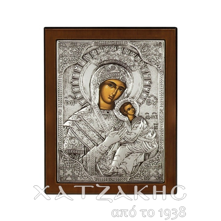 ΕΙΚΟΝΑ ΑΣΗΜΙ 925° ΠΑΝΑΓΙΑ ΑΜΟΛΥΝΤΟΣ  17 Χ 23 CM