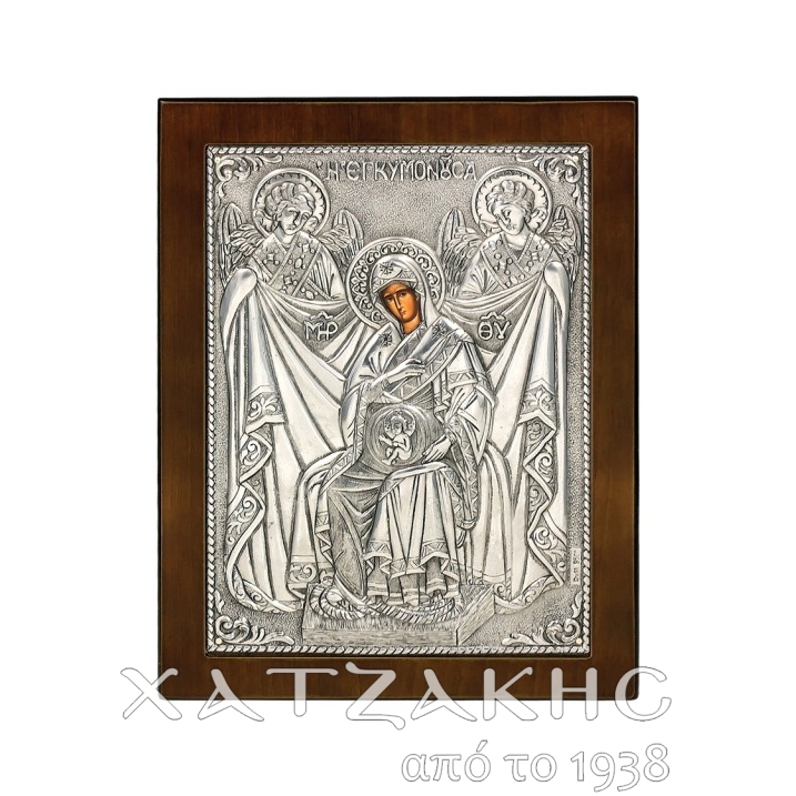 ΕΙΚΟΝΑ ΑΣΗΜΙ 925° ΠΑΝΑΓΙΑ ΕΓΓΥΜΟΝΟΥΣΑ   17 Χ 23 CM