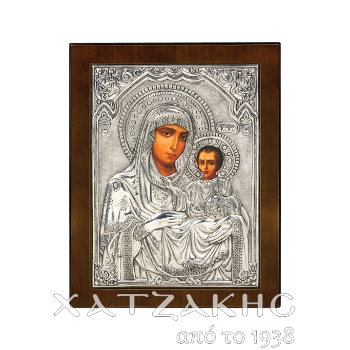 ΕΙΚΟΝΑ ΑΣΗΜΙ 925° ΠΑΝΑΓΙΑ ΙΕΡΟΣΟΛΥΜΗΤΙΣΣΑ   17 Χ 23 CM