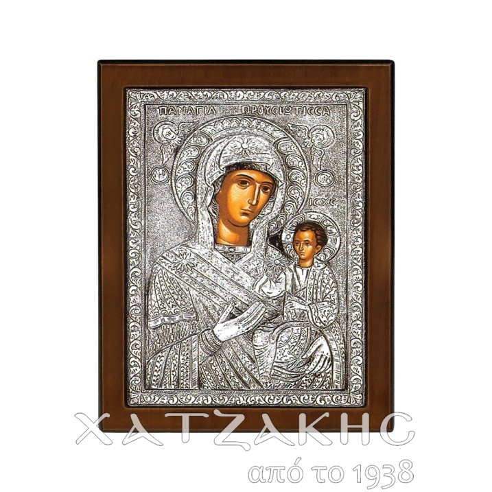 ΕΙΚΟΝΑ ΑΣΗΜΙ 925° ΠΑΝΑΓΙΑ ΠΡΟΥΣΙΩΤΙΣΣΑ   17 Χ 23 CM