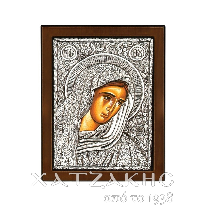 ΕΙΚΟΝΑ ΑΣΗΜΙ 925° ΠΑΝΑΓΙΑ ΘΛΙΜΕΝΗ   17 Χ 23 CM