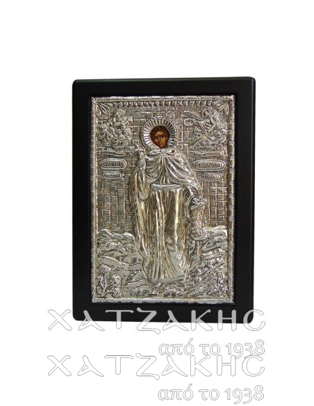 ΕΙΚΟΝΑ ΑΣΗΜΙ 925° ΑΓΙΟΣ ΙΩΑΝΝΗΣ Ο ΡΩΣΣΟΣ  17 Χ 23 CM