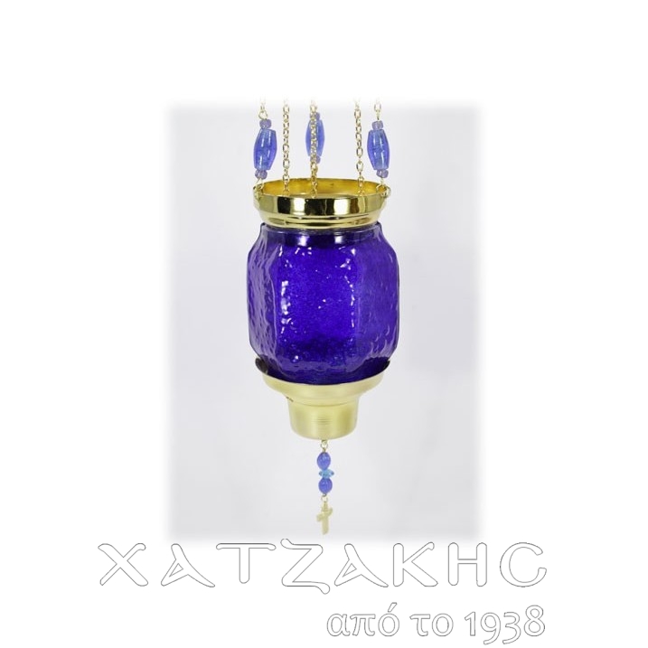 ΚΑΝΔΗΛΙ ΣΥΡΩΜΕΝΟ ΚΡΕΜΑΣΤΟ ΓΥΑΛΙΝΟ ΜΠΛΕ