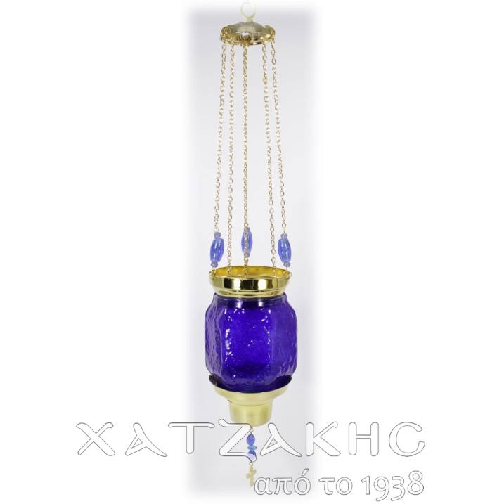 ΚΑΝΔΗΛΙ ΣΥΡΩΜΕΝΟ ΚΡΕΜΑΣΤΟ ΓΥΑΛΙΝΟ ΜΠΛΕ