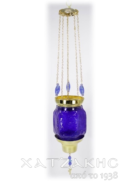 ΚΑΝΔΗΛΙ ΣΥΡΩΜΕΝΟ ΚΡΕΜΑΣΤΟ ΓΥΑΛΙΝΟ ΜΠΛΕ