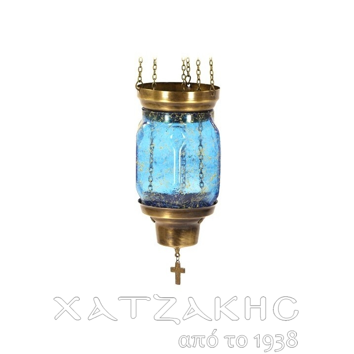 ΚΑΝΔΗΛΙ ΣΥΡΩΜΕΝΟ ΚΡΕΜΑΣΤΟ ΓΥΑΛΙΝΟ ΜΠΛΕ