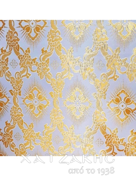 ΙΕΡΑΤΙΚΟ ΥΦΑΣΜΑ ΣΤΟΦΑ 180CM ΦΑΡΔΟΣ ΛΕΥΚΟ-ΧΡΥΣΟ