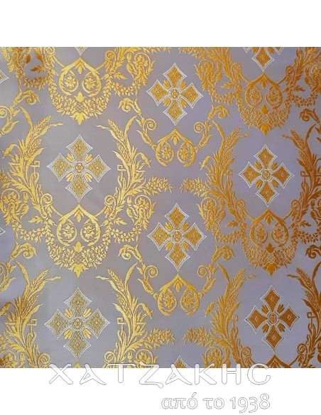 ΙΕΡΑΤΙΚΟ ΥΦΑΣΜΑ ΣΤΟΦΑ 180CM ΦΑΡΔΟΣ ΛΕΥΚΟ-ΧΡΥΣΟ