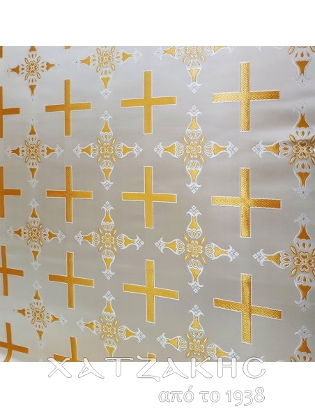ΙΕΡΑΤΙΚΟ ΥΦΑΣΜΑ ΣΤΟΦΑ 180CM ΦΑΡΔΟΣ ΛΕΥΚΟ-ΧΡΥΣΟ