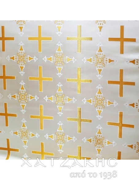 ΙΕΡΑΤΙΚΟ ΥΦΑΣΜΑ ΣΤΟΦΑ 180CM ΦΑΡΔΟΣ ΛΕΥΚΟ-ΧΡΥΣΟ