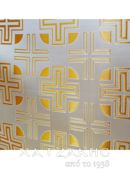 ΙΕΡΑΤΙΚΟ ΥΦΑΣΜΑ ΣΤΟΦΑ 180CM ΦΑΡΔΟΣ ΛΕΥΚΟ-ΧΡΥΣΟ