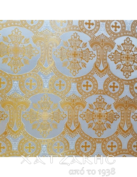 ΙΕΡΑΤΙΚΟ ΥΦΑΣΜΑ ΣΤΟΦΑ 180CM ΦΑΡΔΟΣ ΛΕΥΚΟ-ΧΡΥΣΟ