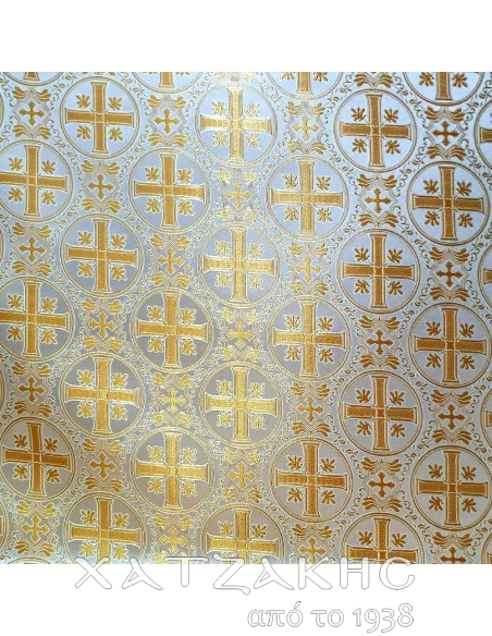 ΙΕΡΑΤΙΚΟ ΥΦΑΣΜΑ ΣΤΟΦΑ 180CM ΦΑΡΔΟΣ ΛΕΥΚΟ-ΧΡΥΣΟ