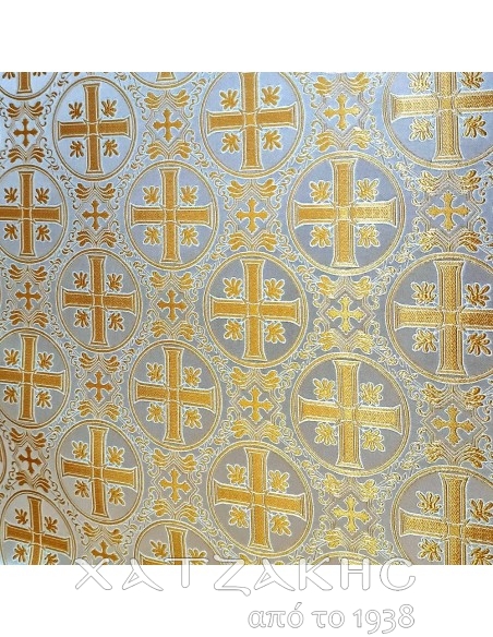 ΙΕΡΑΤΙΚΟ ΥΦΑΣΜΑ ΣΤΟΦΑ 180CM ΦΑΡΔΟΣ ΛΕΥΚΟ-ΧΡΥΣΟ