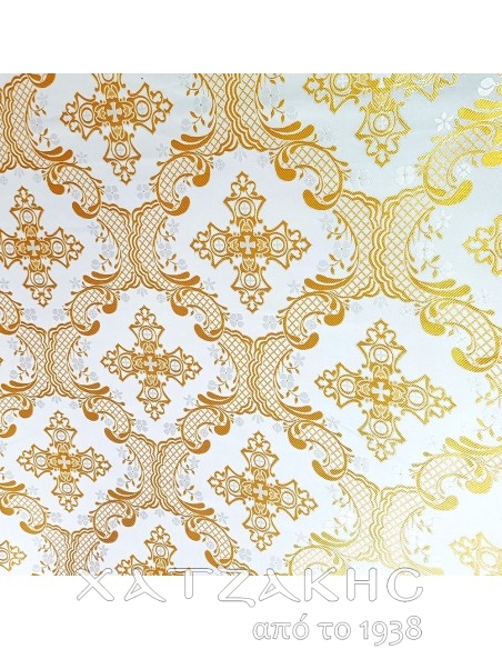 ΙΕΡΑΤΙΚΟ ΥΦΑΣΜΑ ΣΤΟΦΑ 180CM ΦΑΡΔΟΣ ΛΕΥΚΟ-ΧΡΥΣΟ