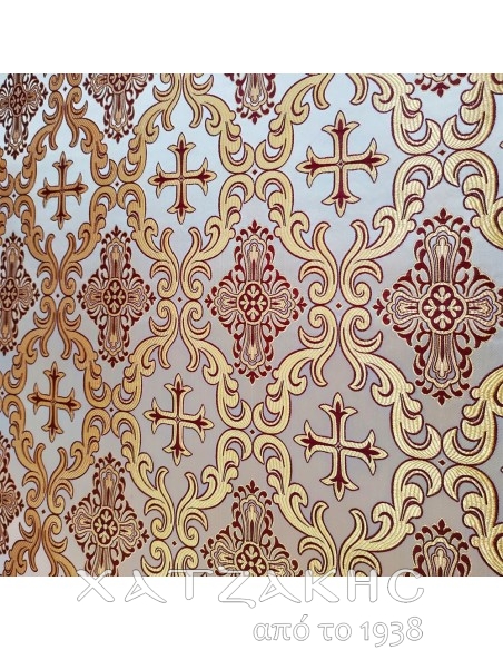 ΙΕΡΑΤΙΚΟ ΥΦΑΣΜΑ ΣΤΟΦΑ 180CM ΦΑΡΔΟΣ ΕΚΡΟΥ-ΧΡΥΣΟ-ΒΥΣΣΥΝΙ