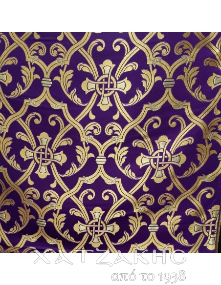 ΙΕΡΑΤΙΚΟ ΥΦΑΣΜΑ ΣΤΟΦΑ 180CM ΦΑΡΔΟΣ ΜΩΒ-ΧΡΥΣΟ