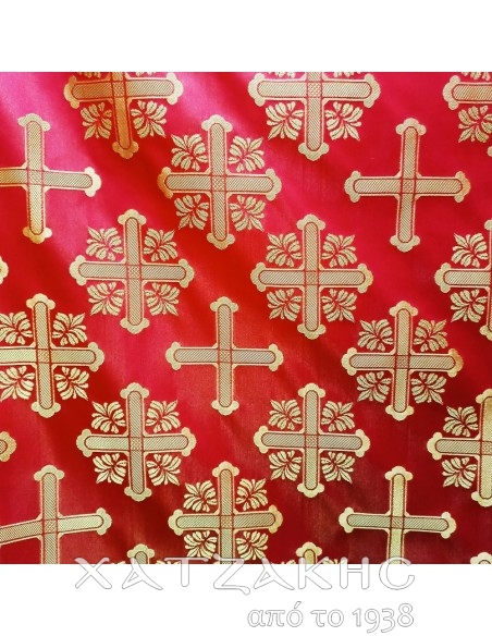 ΙΕΡΑΤΙΚΟ ΥΦΑΣΜΑ ΣΤΟΦΑ 180CM ΦΑΡΔΟΣ ΚΟΚΚΙΝΟ-ΧΡΥΣΟ