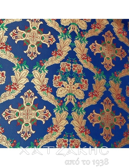 ΙΕΡΑΤΙΚΟ ΥΦΑΣΜΑ ΣΤΟΦΑ 180CM ΦΑΡΔΟΣ ΜΠΛΕ-ΧΡΥΣΟ