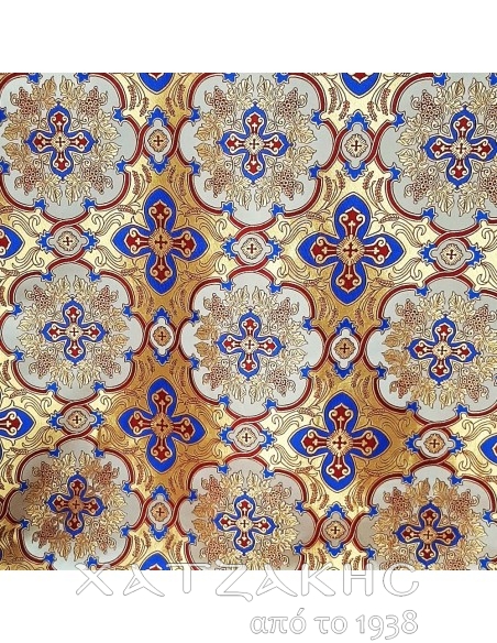 ΙΕΡΑΤΙΚΟ ΥΦΑΣΜΑ ΣΤΟΦΑ 180CM ΦΑΡΔΟΣ ΜΠΛΕ-ΧΡΥΣΟ