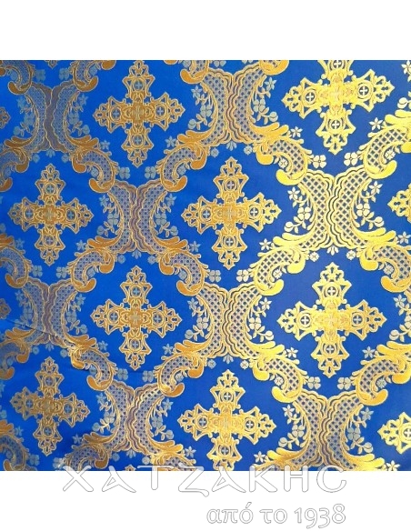 ΙΕΡΑΤΙΚΟ ΥΦΑΣΜΑ ΣΤΟΦΑ 180CM ΦΑΡΔΟΣ ΜΠΛΕ-ΧΡΥΣΟ