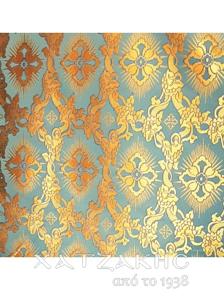 ΙΕΡΑΤΙΚΟ ΥΦΑΣΜΑ ΣΤΟΦΑ 180CM ΦΑΡΔΟΣ ΜΠΛΕ-ΧΡΥΣΟ