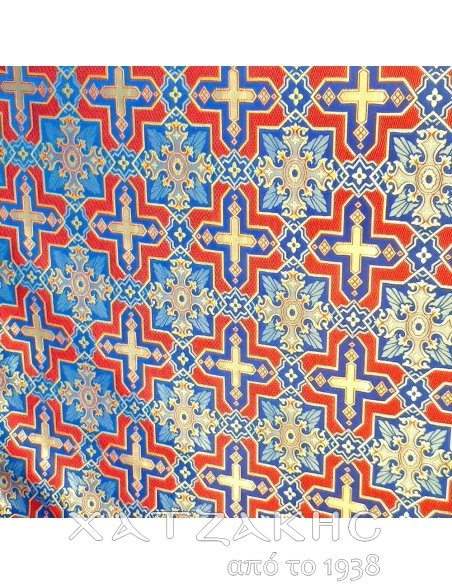 ΙΕΡΑΤΙΚΟ ΥΦΑΣΜΑ ΣΤΟΦΑ 180CM ΦΑΡΔΟΣ ΜΠΛΕ-ΧΡΥΣΟ