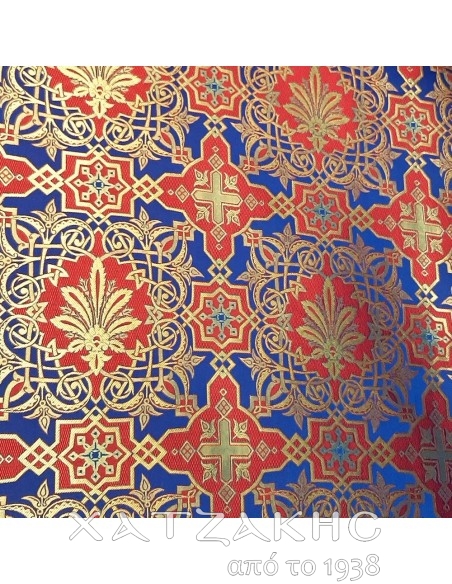 ΙΕΡΑΤΙΚΟ ΥΦΑΣΜΑ ΣΤΟΦΑ 180CM ΦΑΡΔΟΣ ΜΠΛΕ-ΧΡΥΣΟ