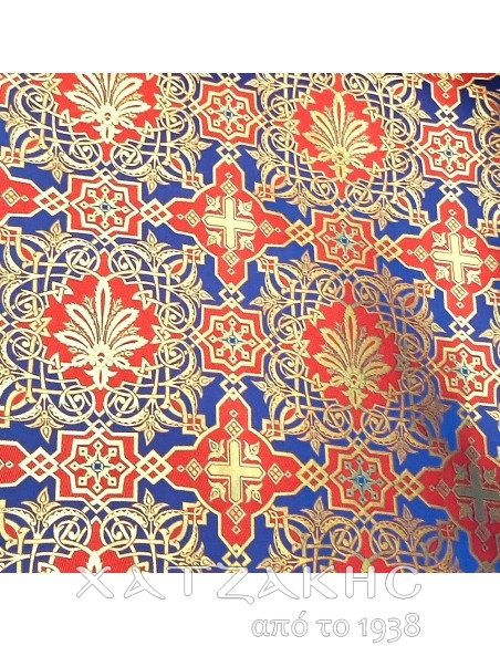 ΙΕΡΑΤΙΚΟ ΥΦΑΣΜΑ ΣΤΟΦΑ 180CM ΦΑΡΔΟΣ ΜΠΛΕ-ΧΡΥΣΟ