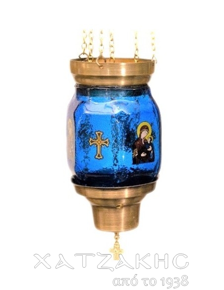 ΚΑΝΔΗΛΙ ΣΥΡΩΜΕΝΟ ΚΡΕΜΑΣΤΟ ΓΥΑΛΙΝΟ ΜΠΛΕ