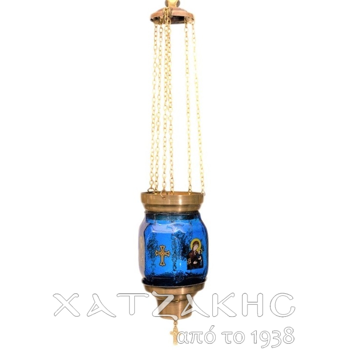 ΚΑΝΔΗΛΙ ΣΥΡΩΜΕΝΟ ΚΡΕΜΑΣΤΟ ΓΥΑΛΙΝΟ ΜΠΛΕ