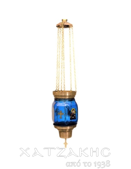 ΚΑΝΔΗΛΙ ΣΥΡΩΜΕΝΟ ΚΡΕΜΑΣΤΟ ΓΥΑΛΙΝΟ ΜΠΛΕ