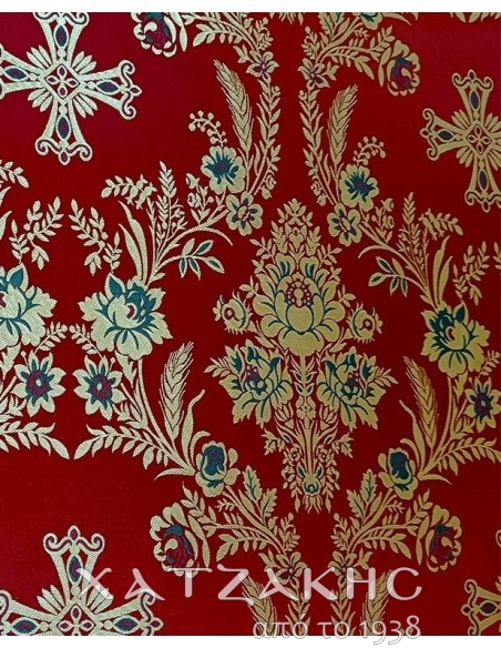 ΙΕΡΑΤΙΚΟ ΥΦΑΣΜΑ ΣΤΟΦΑ 180CM ΦΑΡΔΟΣ ΚΟΚΚΙΝΟ-ΧΡΥΣΟ