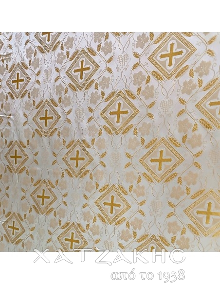 ΙΕΡΑΤΙΚΟ ΥΦΑΣΜΑ ΣΤΟΦΑ 180CM ΦΑΡΔΟΣ ΛΕΥΚΟ-ΧΡΥΣΟ