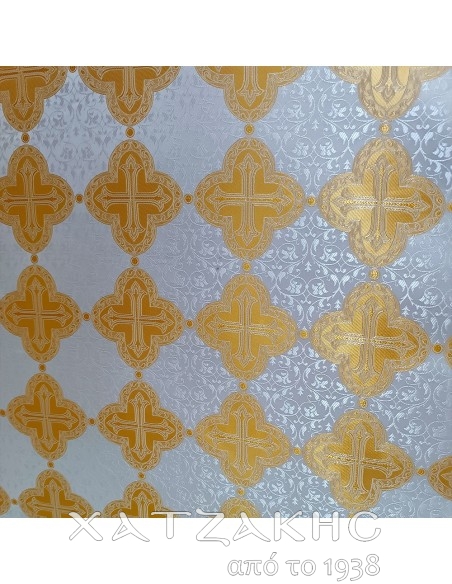 ΙΕΡΑΤΙΚΟ ΥΦΑΣΜΑ ΣΤΟΦΑ 180CM ΦΑΡΔΟΣ ΛΕΥΚΟ-ΧΡΥΣΟ