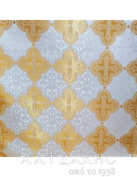 ΙΕΡΑΤΙΚΟ ΥΦΑΣΜΑ ΣΤΟΦΑ 180CM ΦΑΡΔΟΣ ΛΕΥΚΟ-ΧΡΥΣΟ