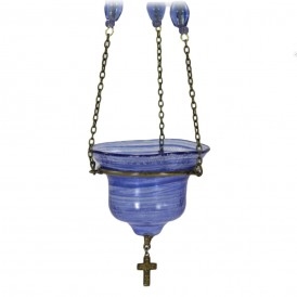 ΚΑΝΔΗΛΙ ΓΥΑΛΙΝΟ ΚΡΕΜΑΣΤΟ ΜΠΛΕ