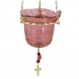 ΚΑΝΔΗΛΙ ΓΥΑΛΙΝΟ ΚΡΕΜΑΣΤΟ ΡΟΖ