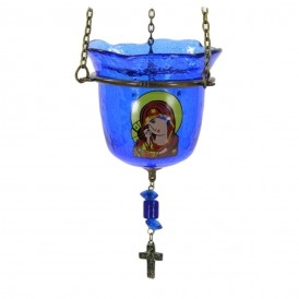 ΚΑΝΔΗΛΙ ΓΥΑΛΙΝΟ ΚΡΕΜΑΣΤΟ ΜΠΛΕ