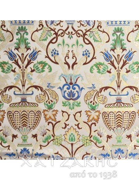 ΙΕΡΑΤΙΚΟ ΥΦΑΣΜΑ ΣΤΟΦΑ ΛΕΥΚΟ-ΧΡΥΣΟ ΧΡΥΣΟΚΛΩΣΤΗ ΦΑΡΔΟΣ  ΥΦΑΣΜΑΤΟΣ 1,85 ΜΕΤΡΑ